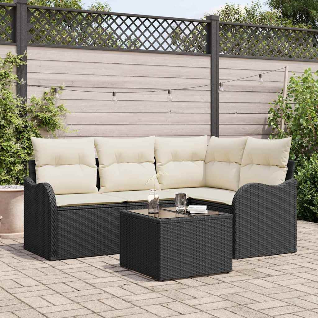 vidaXL Gartensofa-set mit Speicher 5 pcs Braun Poly-Rattan