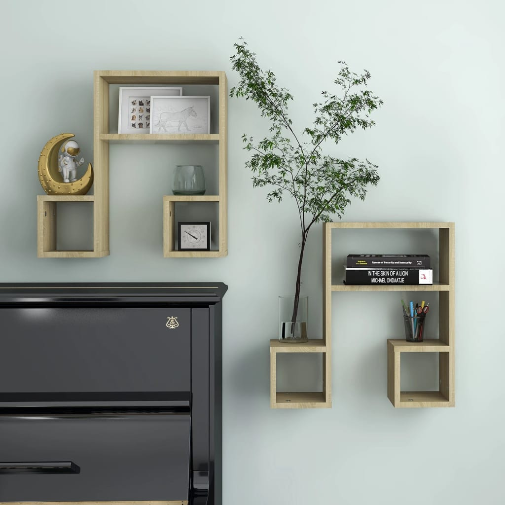 vidaXL Wandregale 2 Stk. Sonoma-Eiche 50x15x50 cm Holzwerkstoff
