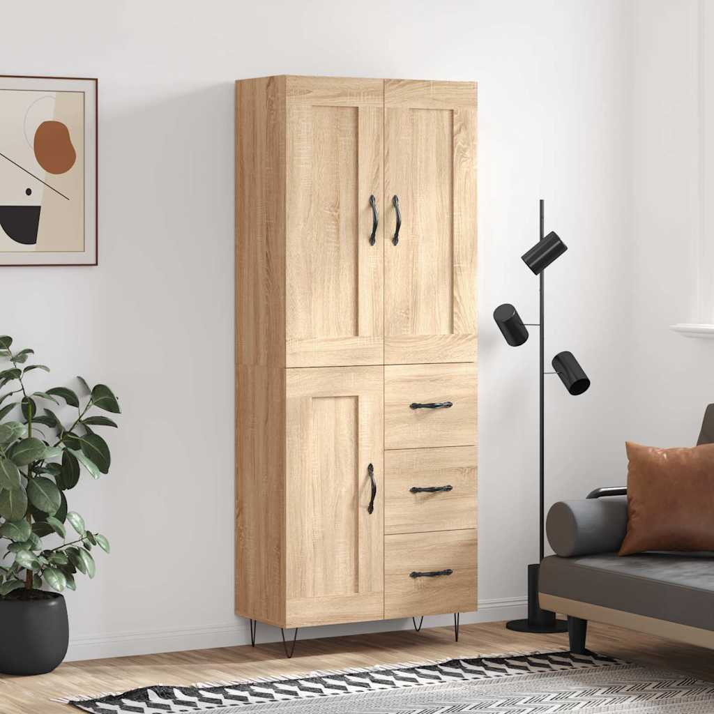 vidaXL Highboard Sonoma-Eiche 69,5x34x180 cm Holzwerkstoff