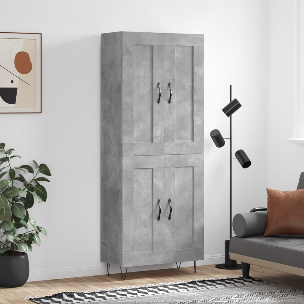 vidaXL Highboard Betongrau 69,5x34x180 cm Holzwerkstoff