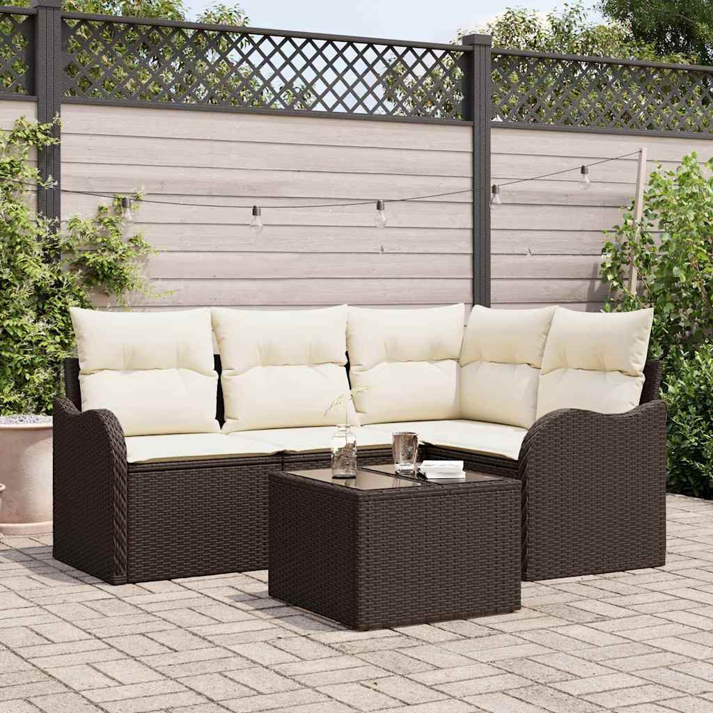 vidaXL Gartensofa-set mit Speicher 5 pcs Grau Poly-Rattan