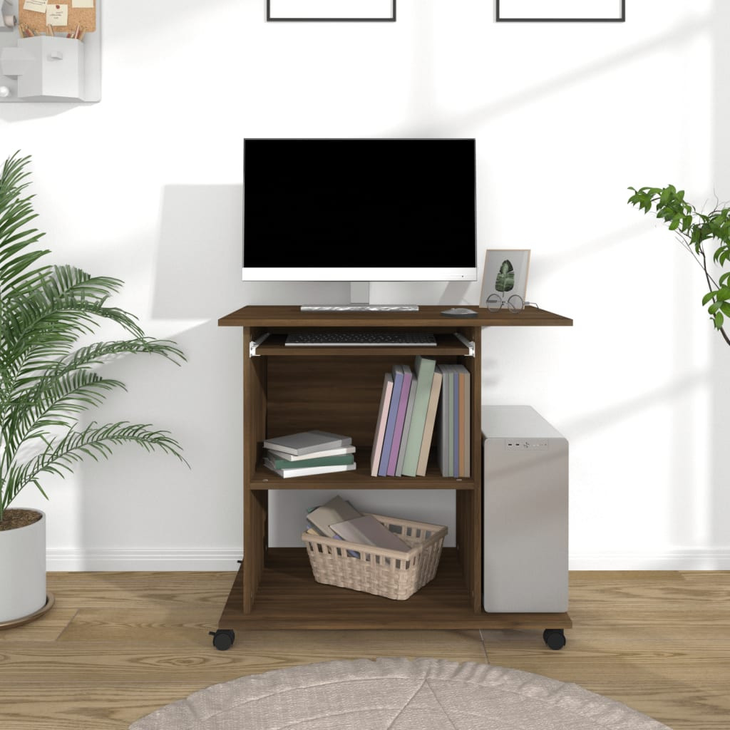 vidaXL Schreibtisch Braun Eichen-Optik 80x50x75 cm Holzwerkstoff