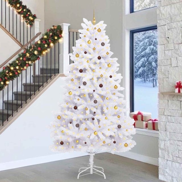 vidaXL Künstlicher Weihnachtsbaum Weiß 138 x 138 x 300 cm