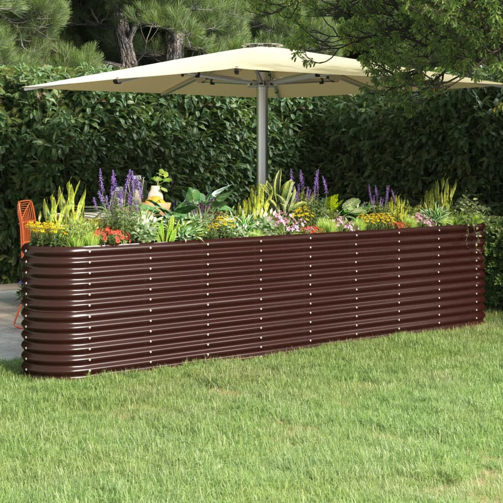 vidaXL Hochbeet Verzinkter Stahl 332x40x68 cm Braun