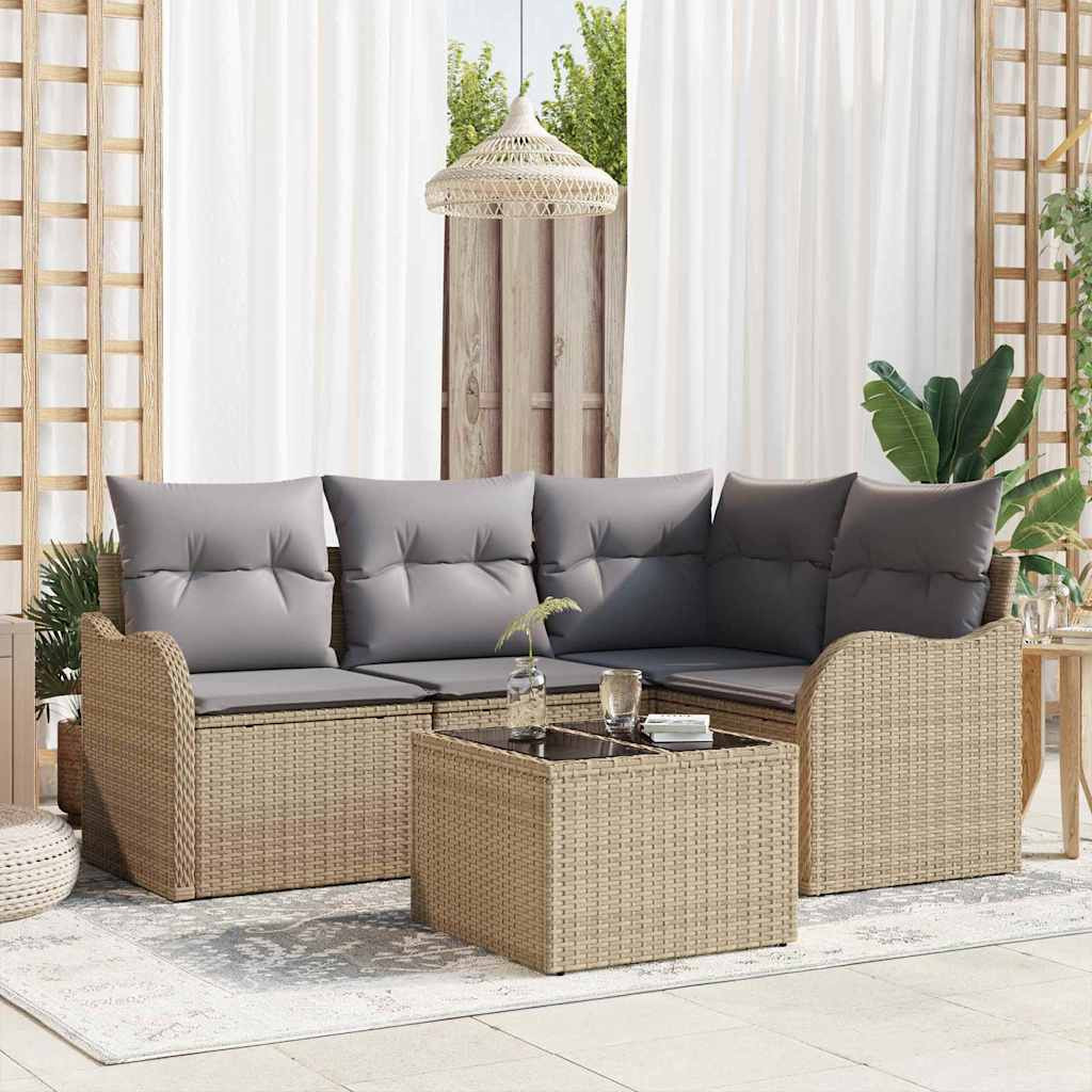 vidaXL Gartensofa-set mit Speicher 5 pcs Schwarz Poly-Rattan
