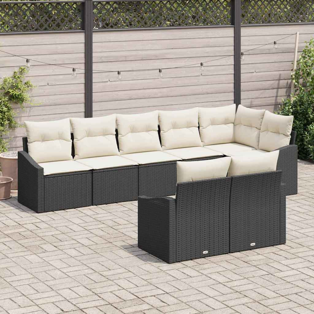 vidaXL Gartensofa-set mit Kissen 8 pcs Schwarz und Weiß Poly-Rattan