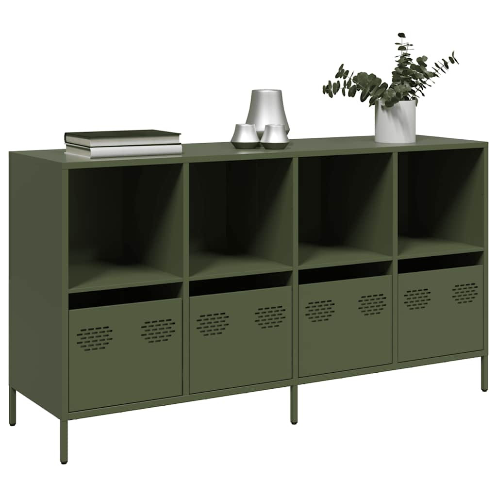 vidaXL Sideboard Olivgrün 135x39x73,5 cm Kaltgewalzter Stahl