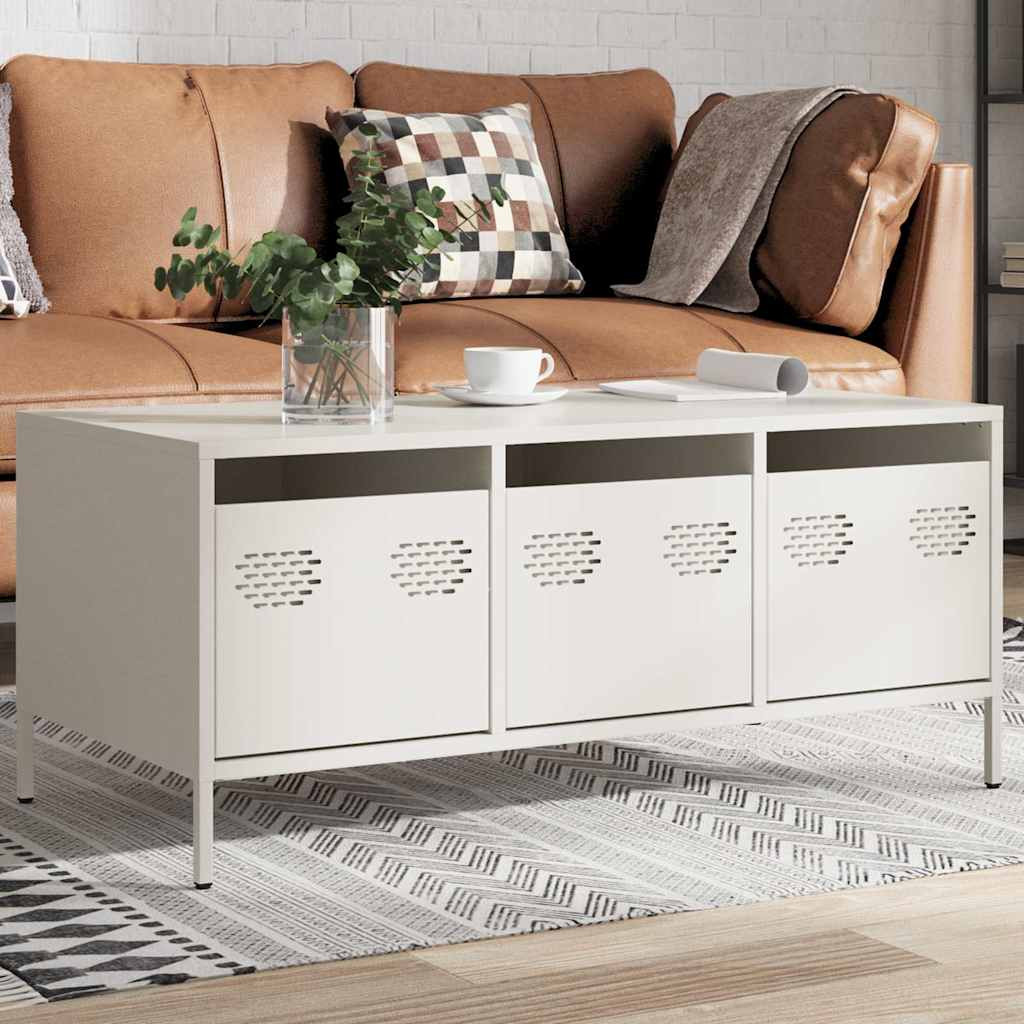 vidaXL Couchtisch Weiß 101,5x50x43,5 cm Kaltgewalzter Stahl