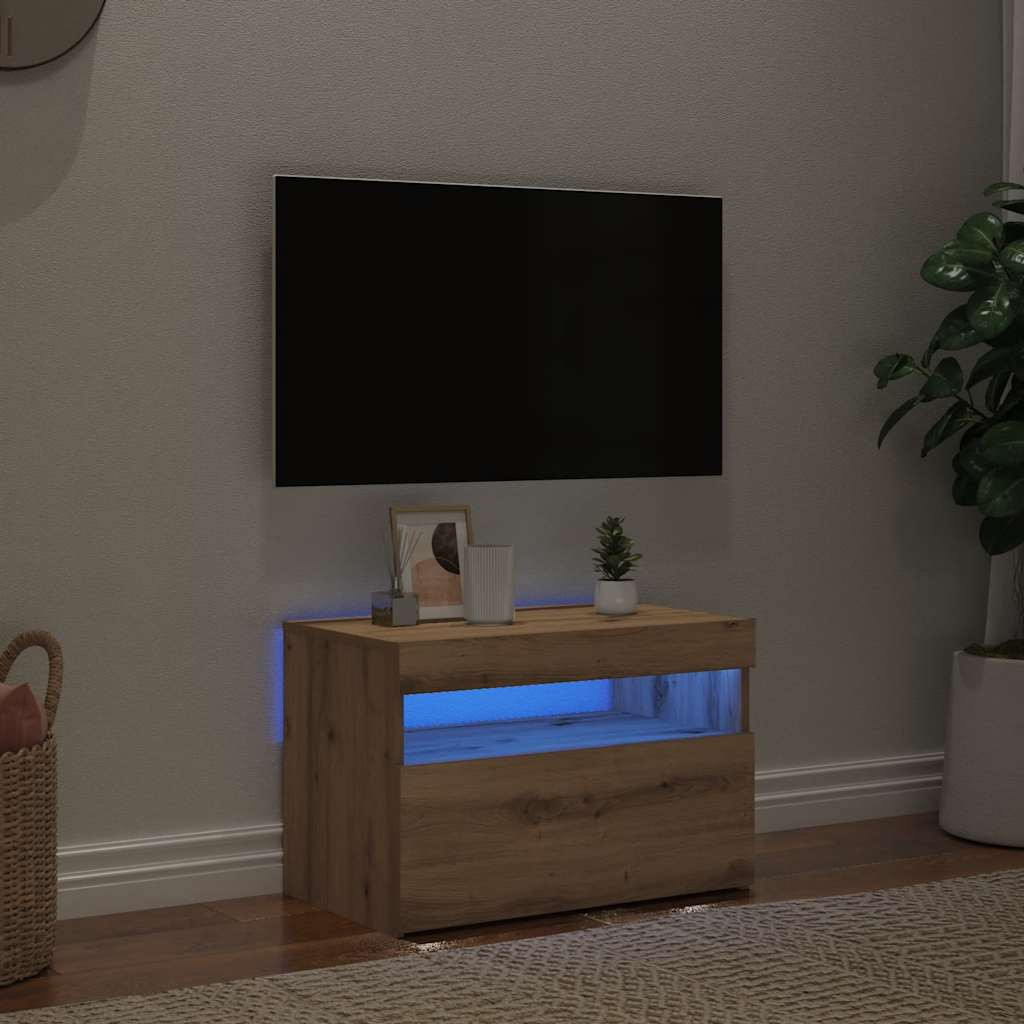 vidaXL TV-Schrank mit LED-Leuchten Artisan-Eiche 60x35x40 cm