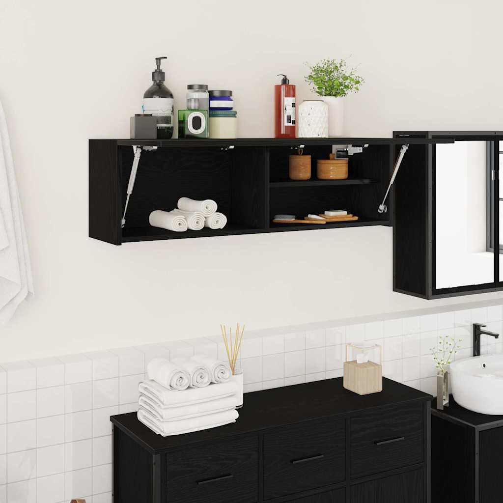 vidaXL Bad-Wandschrank Schwarz 100x25x30 cm Holzwerkstoff
