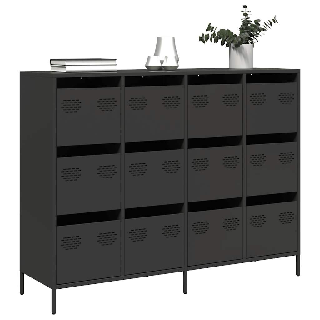 vidaXL Sideboard Schwarz 135x39x103,5 cm Kaltgewalzter Stahl