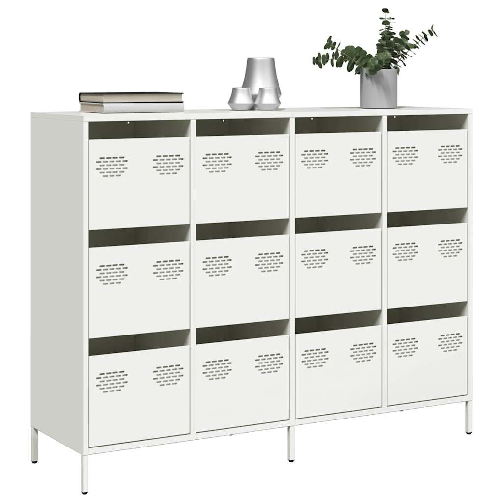 vidaXL Sideboard Weiß 135x39x103,5 cm Kaltgewalzter Stahl