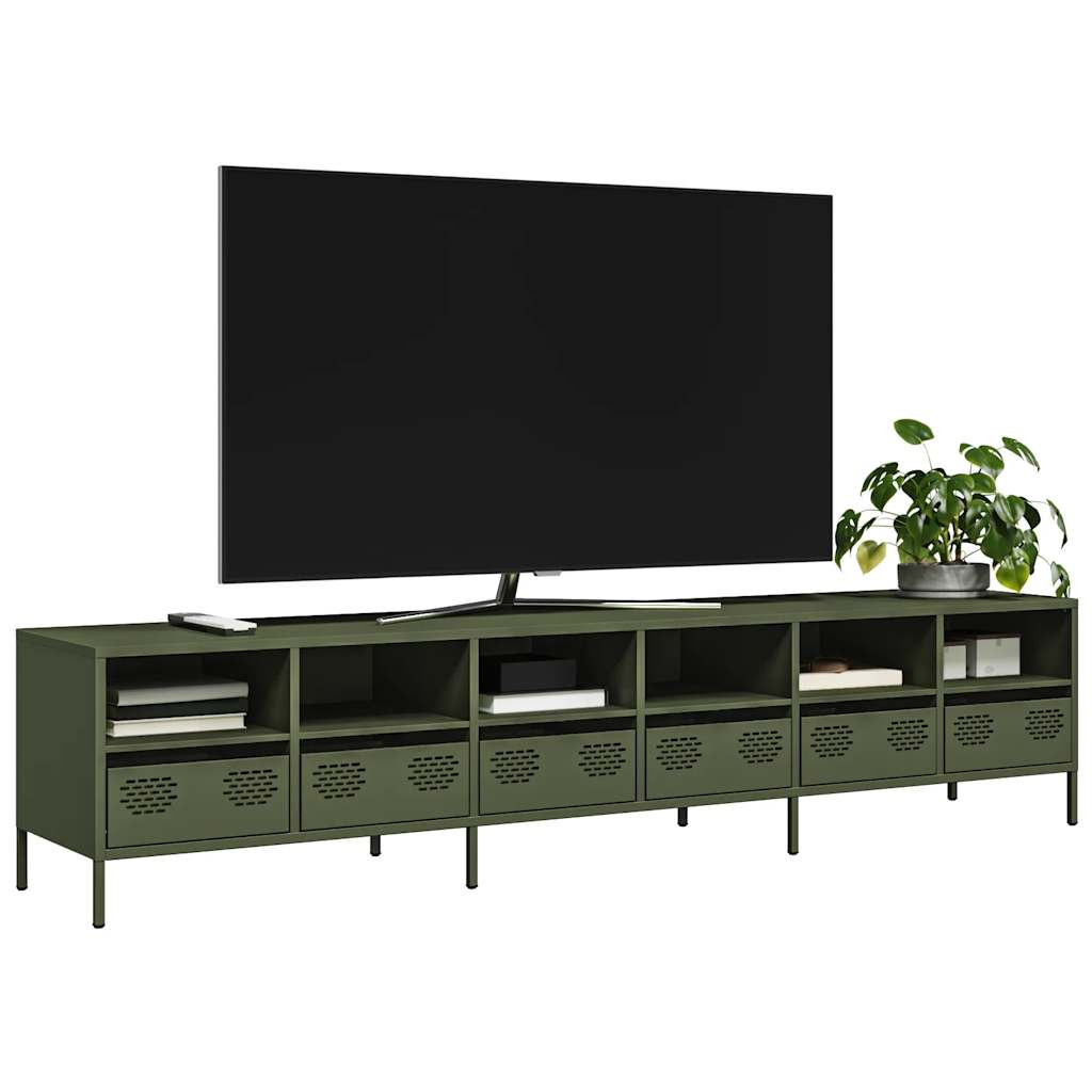 vidaXL TV-Schrank Olivgrün 202x39x43,5 cm Kaltgewalzter Stahl