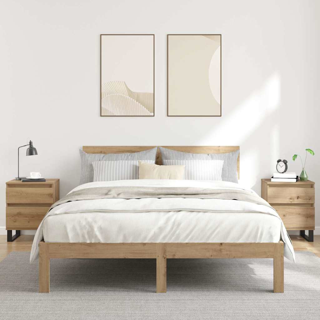 vidaXL Nachttische 2 Stk. Artisan-Eiche 40x35x50 cm Holzwerkstoff