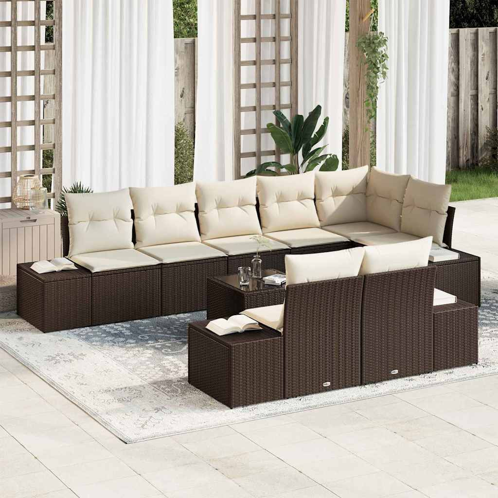 vidaXL Gartensofa-set mit Speicher Braun und Creme Poly Rattan