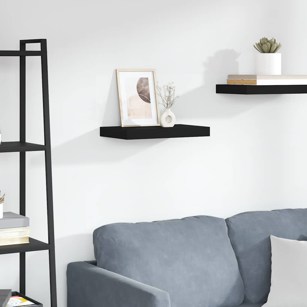 vidaXL Schwebendes Wandregal Schwarz 40x23,5x3,8 cm MDF