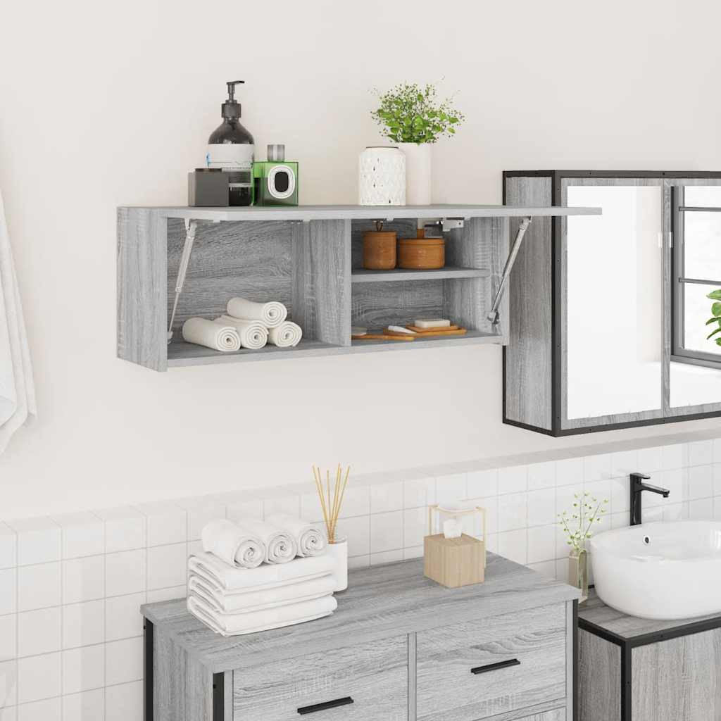 vidaXL Bad-Wandschrank Grau Sonoma 80x25x30 cm Holzwerkstoff