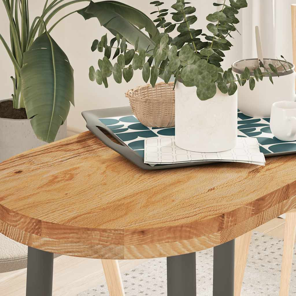 vidaXL Tischplatte Hellbraun 80x40x4 cm Massivholz Eiche Oval