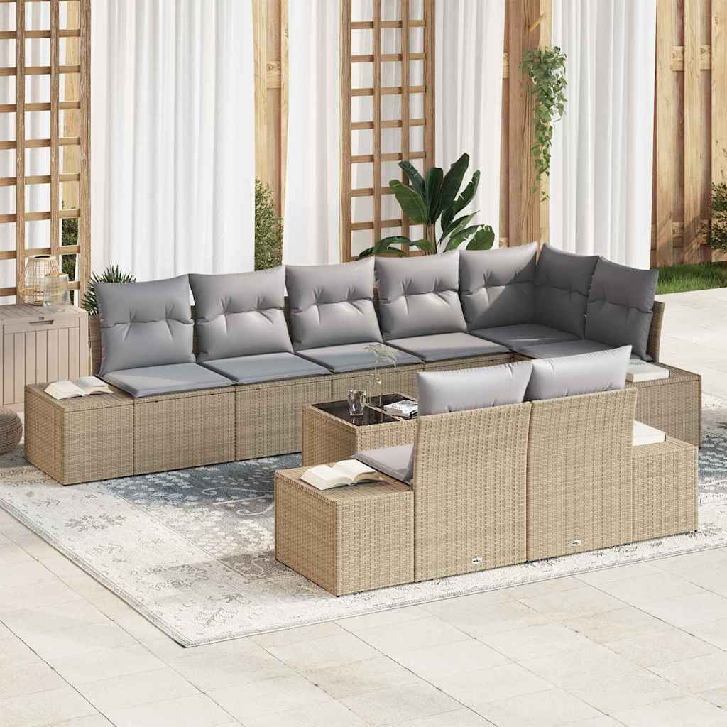 vidaXL Gartensofa-set mit Speicher Beige und Hellgrau Poly Rattan