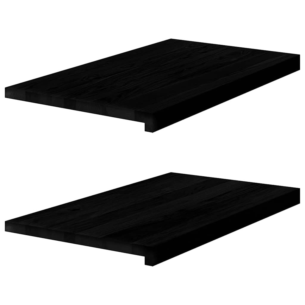 vidaXL Fensterbänke 2 Stk. Braun-Schwarz 70x40x2 cm Massivholz Eiche