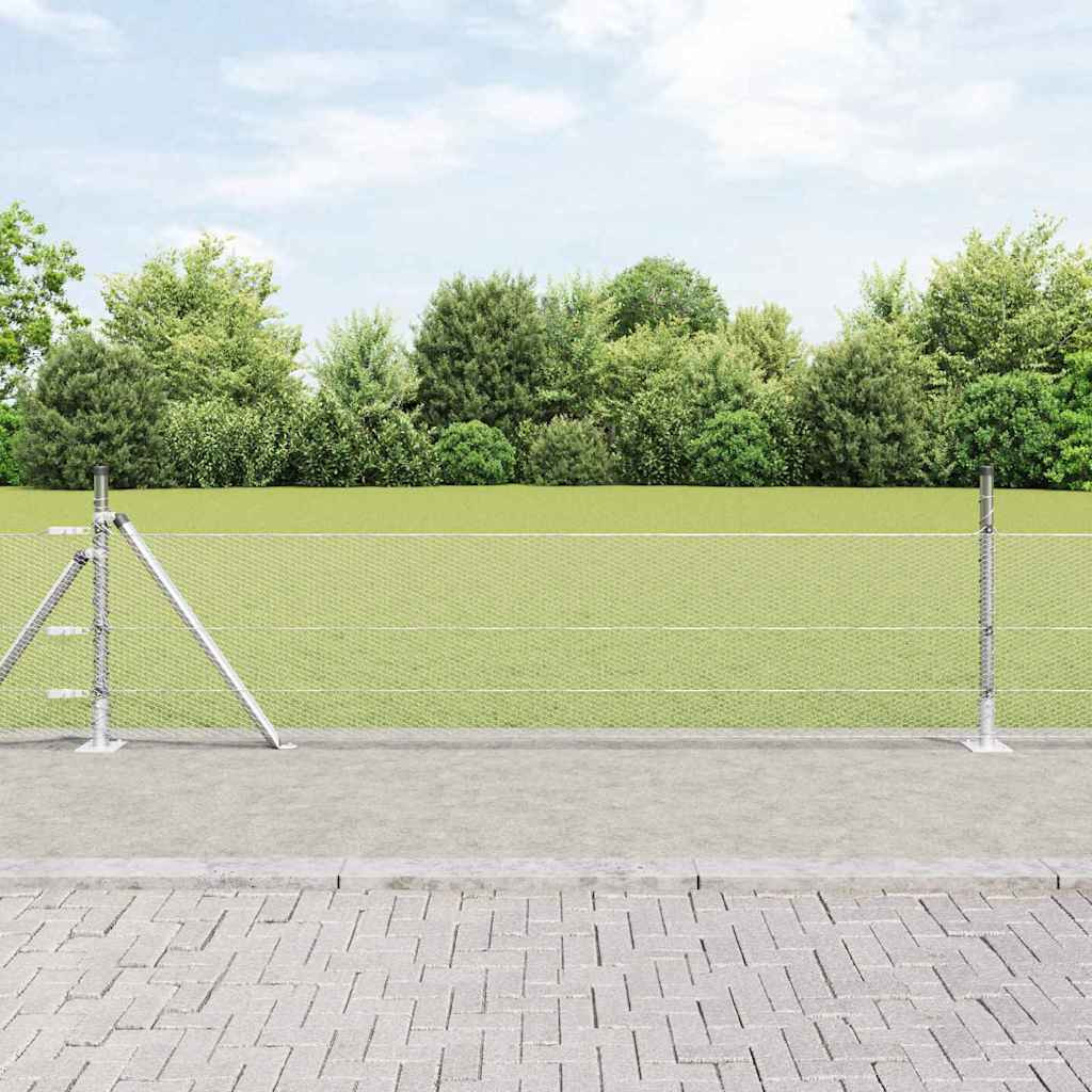 vidaXL Sechseckzaun mit Betonsockel 50 x 0,4 m Verzinkter Stahl Silber