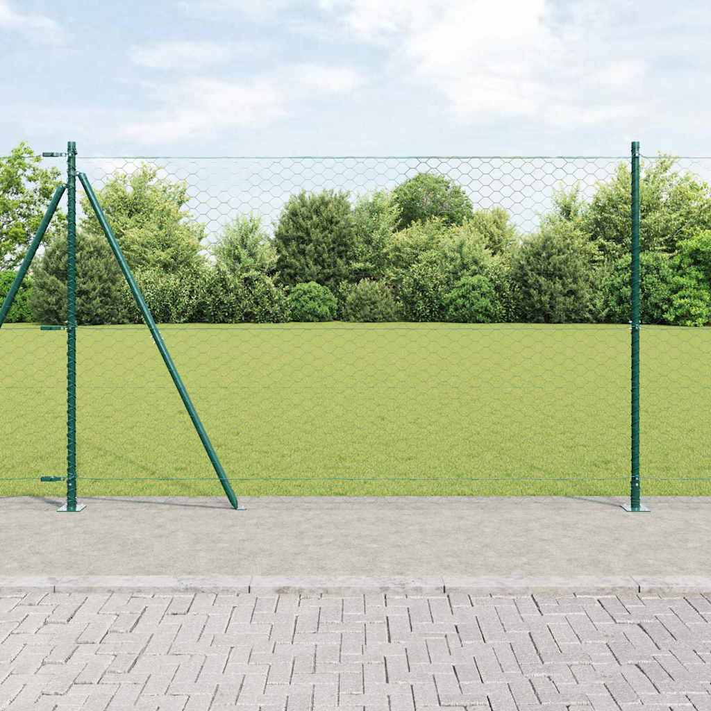 vidaXL Sechseckzaun mit Betonsockel 50 x 1,6 m PVC-beschichteter Stahl
