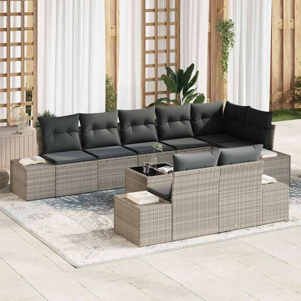 vidaXL Gartensofa-set mit Speicher Hellgrau Poly Rattan