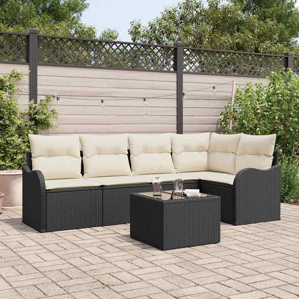 vidaXL Gartensofa-set mit Speicher 6 pcs Schwarz Poly-Rattan