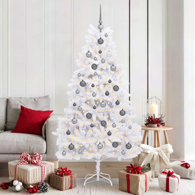 vidaXL Künstlicher Weihnachtsbaum Weiß 90 x 90 x 180 cm PVC und Metall