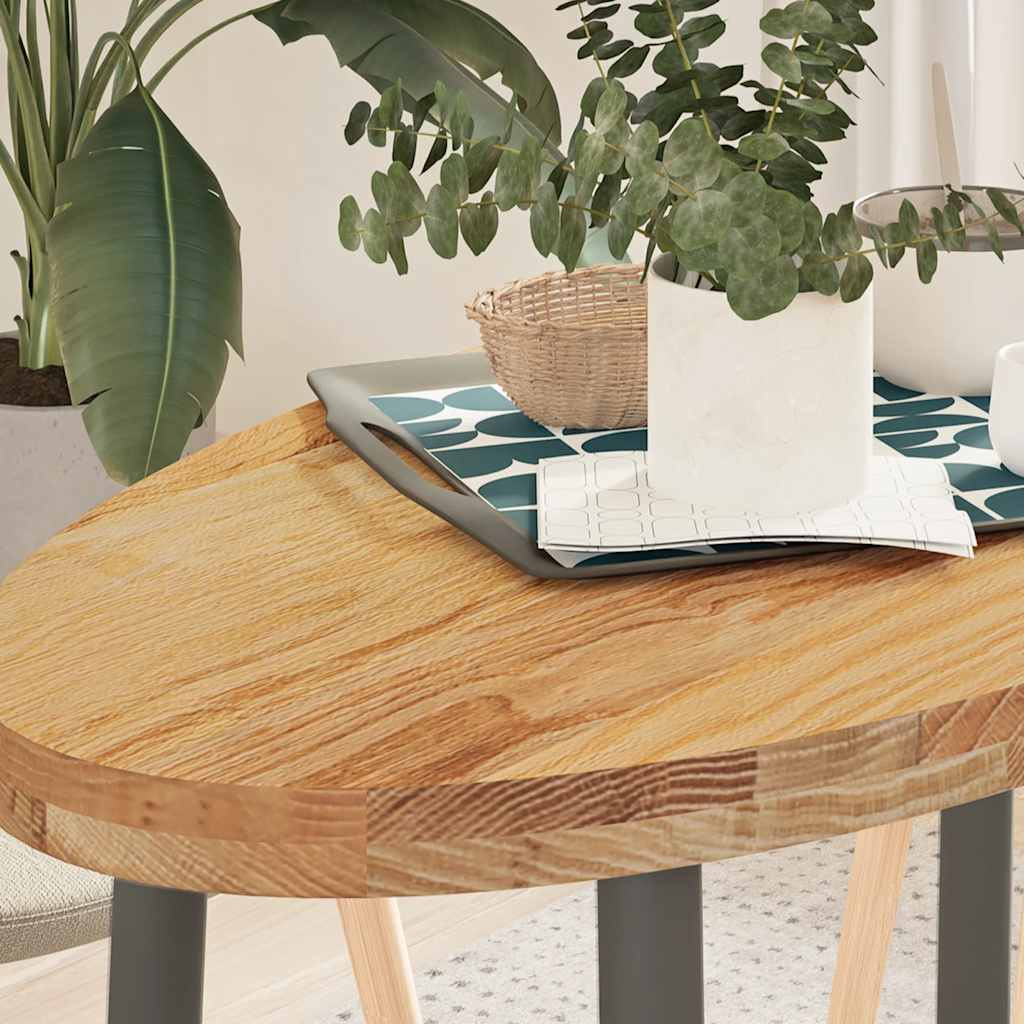 vidaXL Tischplatte Hellbraun 100x50x4 cm Massivholz Eiche Oval