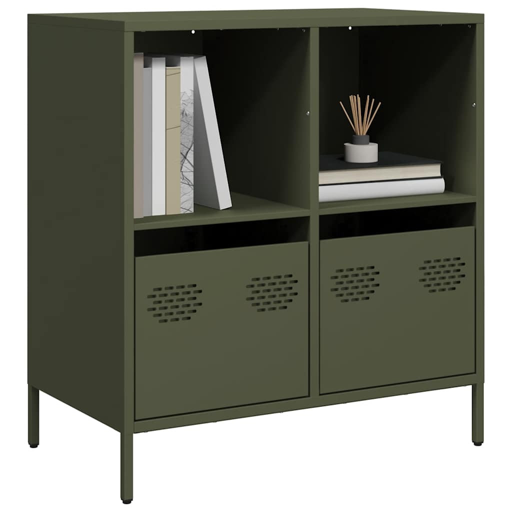 vidaXL Sideboard Olivgrün 68x39x73,5 cm Kaltgewalzter Stahl