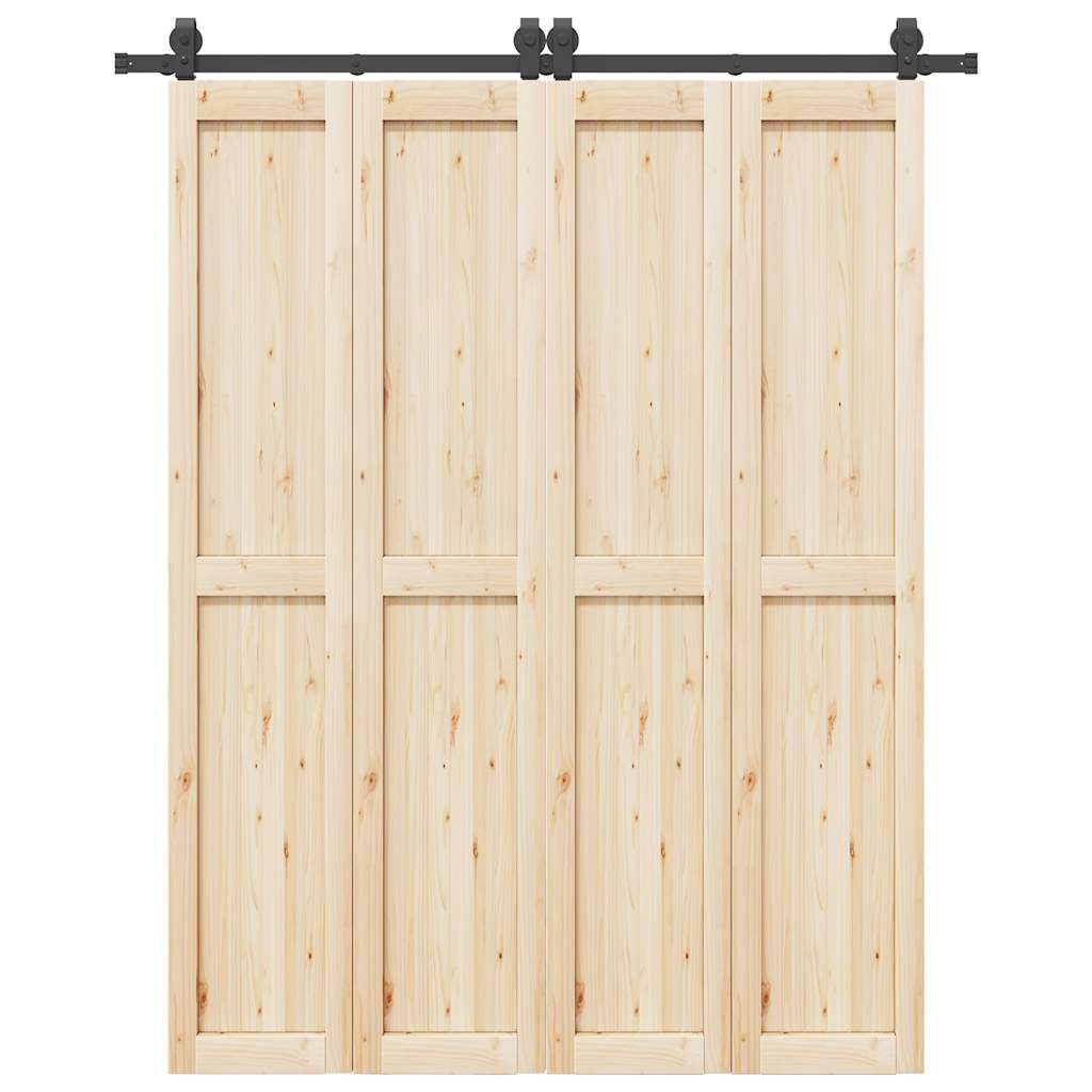 vidaXL Schiebetürbeschlag-Set 183 cm Stahl Schwarz