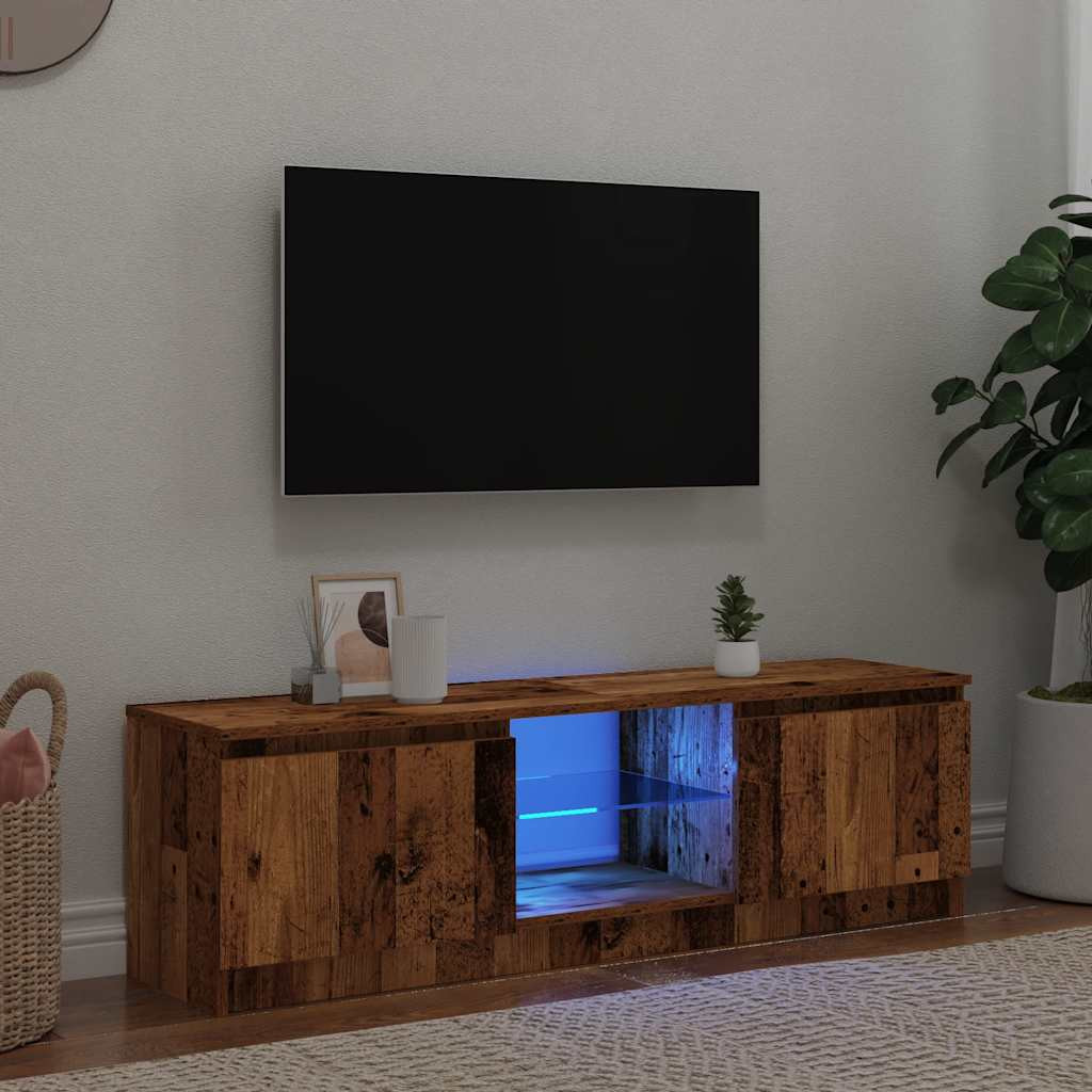 vidaXL TV-Schrank mit LED-Leuchten Altholz-Optik 120x30x36 cm