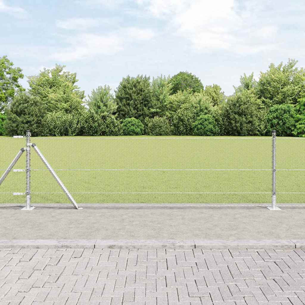 vidaXL Sechseckzaun mit Betonsockel 50 x 0,6 m Verzinkter Stahl Silber