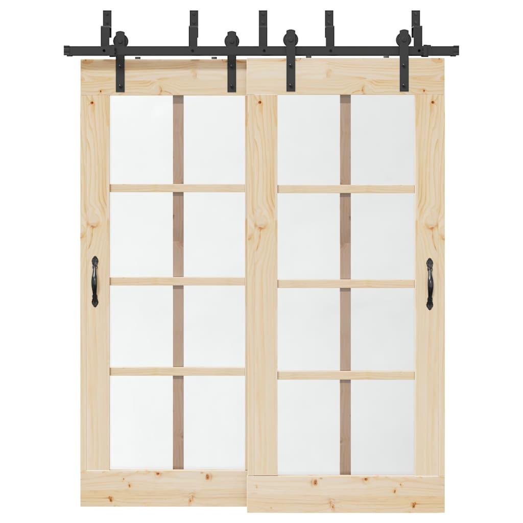vidaXL Schiebetürbeschlag-Set 183 cm Stahl Schwarz