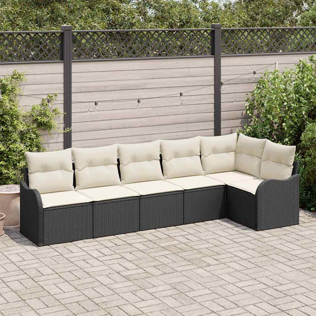 vidaXL Gartensofa-set mit Speicher 6 pcs Schwarz Poly-Rattan