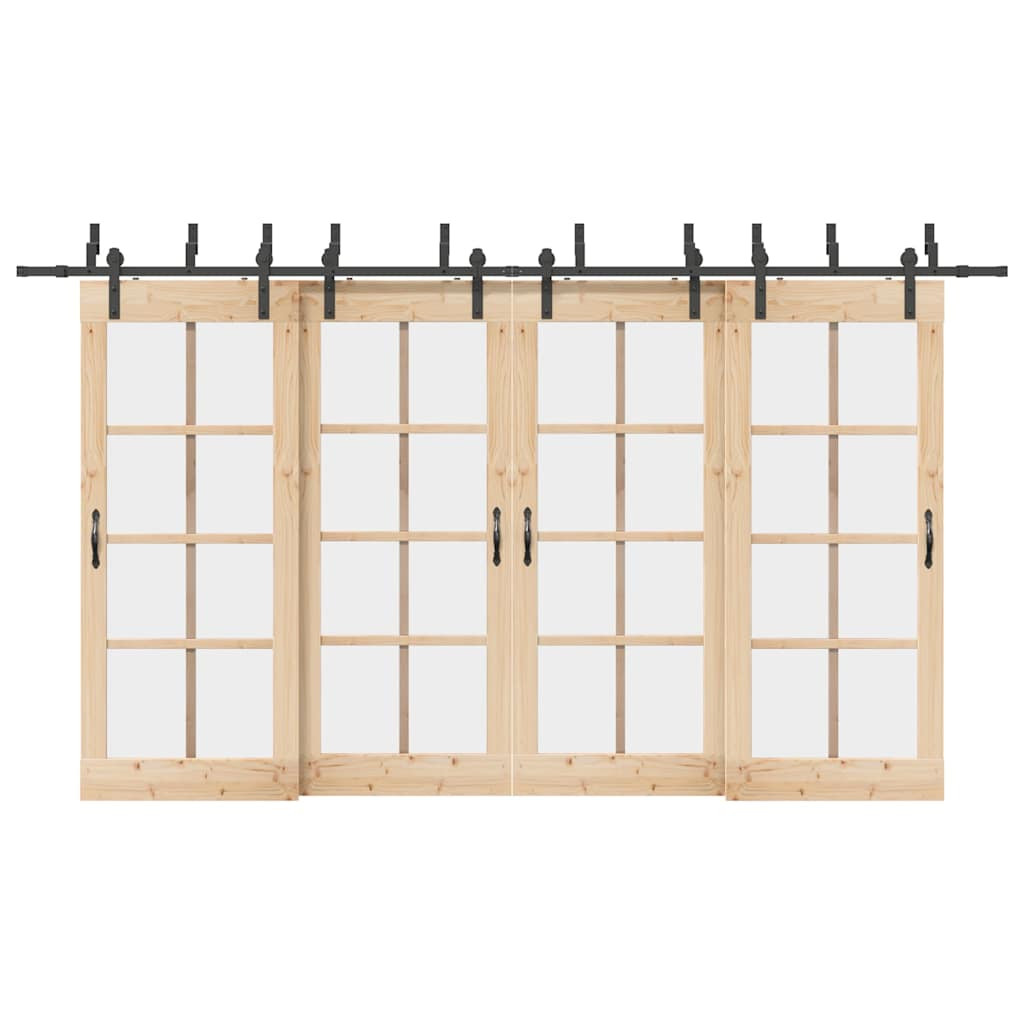 vidaXL Schiebetürbeschlag-Set 400 cm Stahl Schwarz