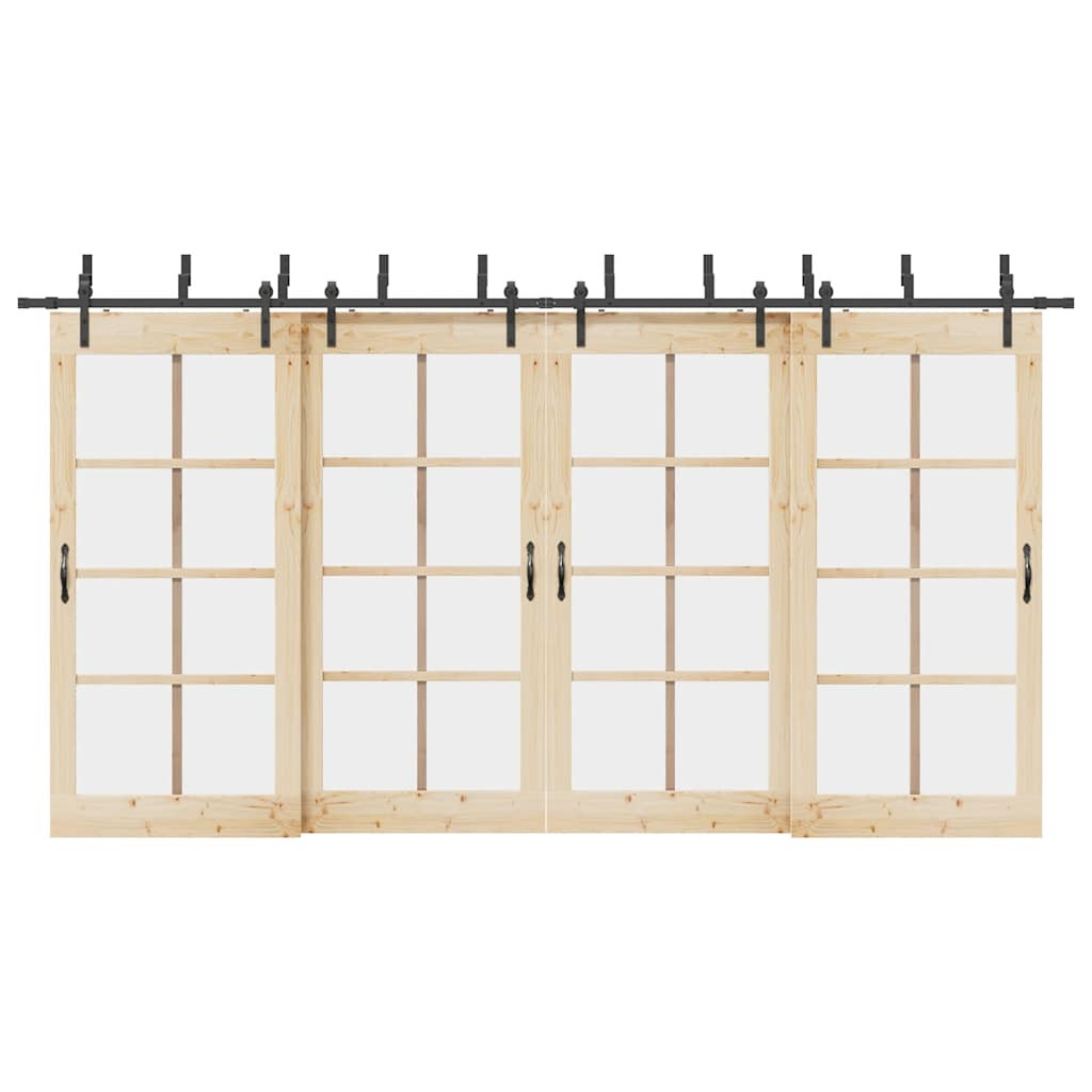 vidaXL Schiebetürbeschlag-Set 427 cm Stahl Schwarz