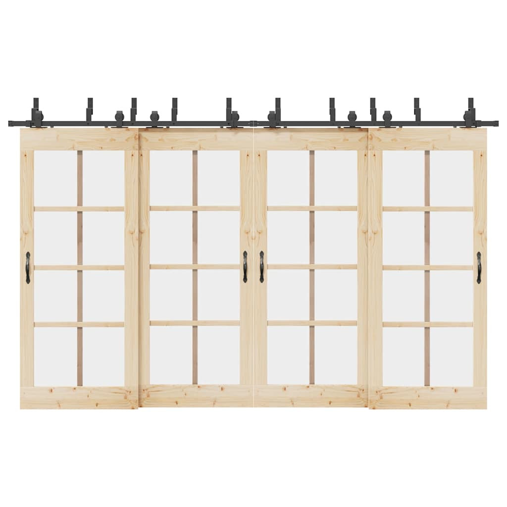 vidaXL Schiebetürbeschlag-Set 366 cm Stahl Schwarz