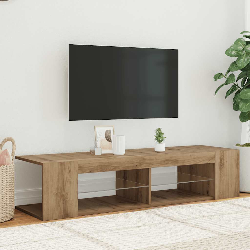 vidaXL TV-Schrank mit LED-Leuchten Artisan-Eiche 90x39x30 cm
