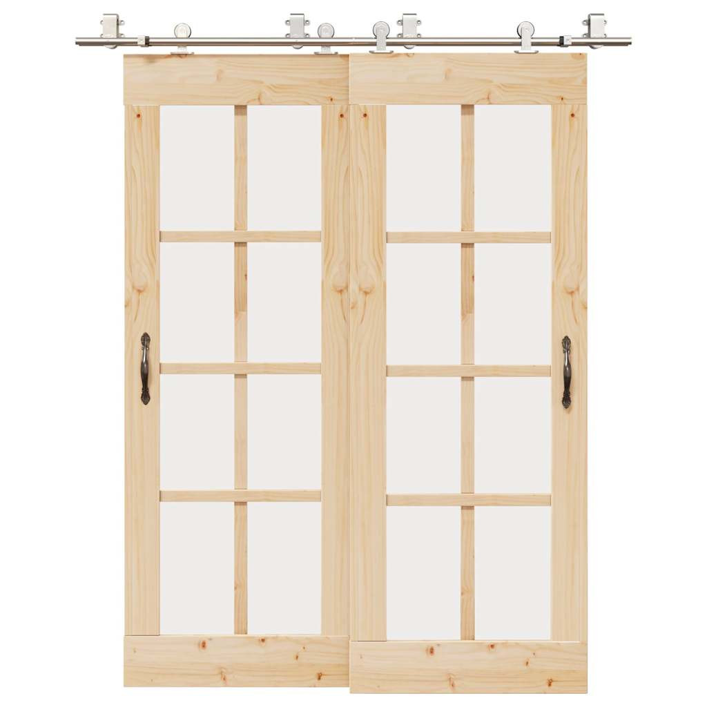 vidaXL Schiebetür-Beschlagsatz 183 cm Edelstahl Silbern