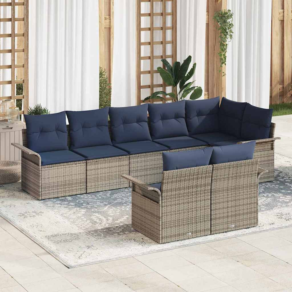vidaXL Gartensofa-set mit Speicher 8 pcs Grau Poly-Rattan