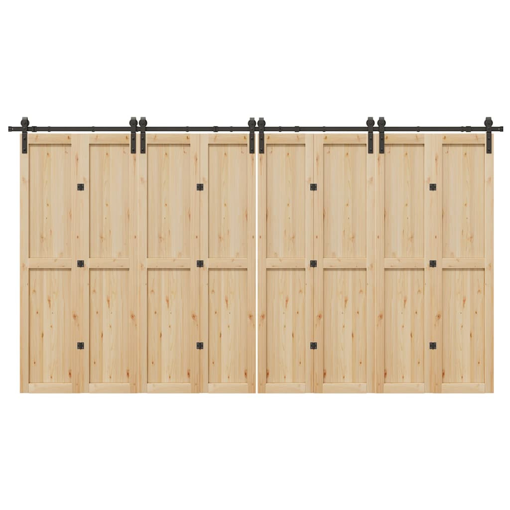 vidaXL Schiebetürbeschlag-Set 400 cm Stahl Schwarz