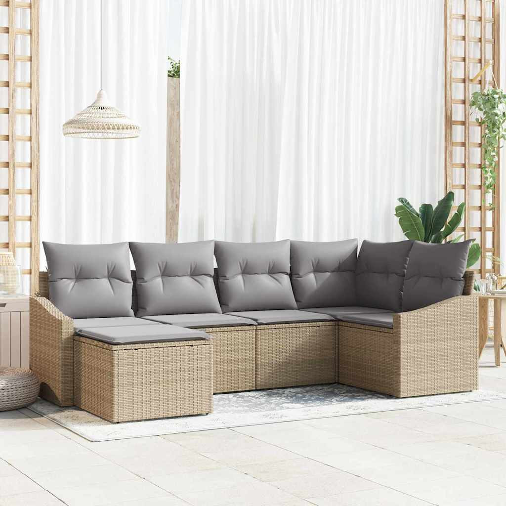 vidaXL Garten Essgruppe mit Kissen 6 pcs Beige und Hellgrau