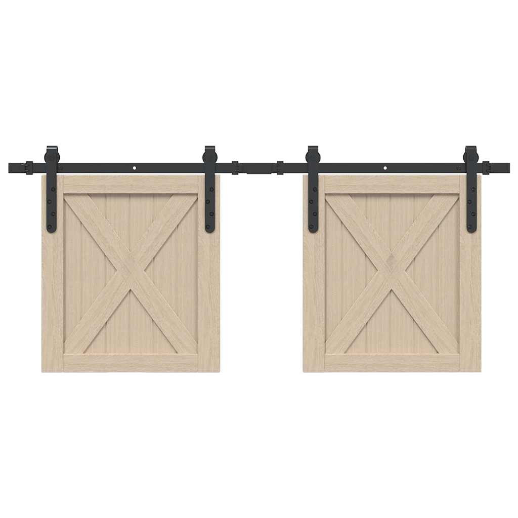 vidaXL Schiebetürbeschlag Set für Schranktüren 122 cm Karbonstahl