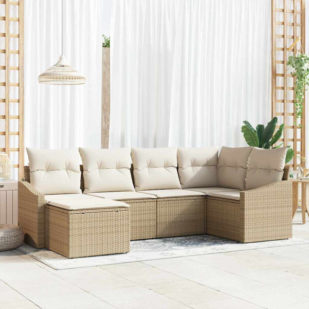 vidaXL Garten Essgruppe mit Kissen mit Speicher 6 pcs Beige und Creme