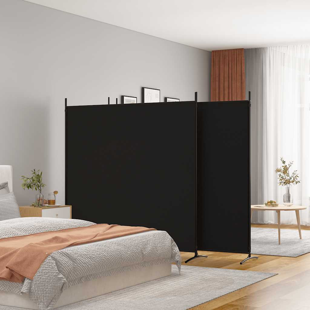 vidaXL 4-tlg. Paravent Schwarz 698x180 cm Stoff