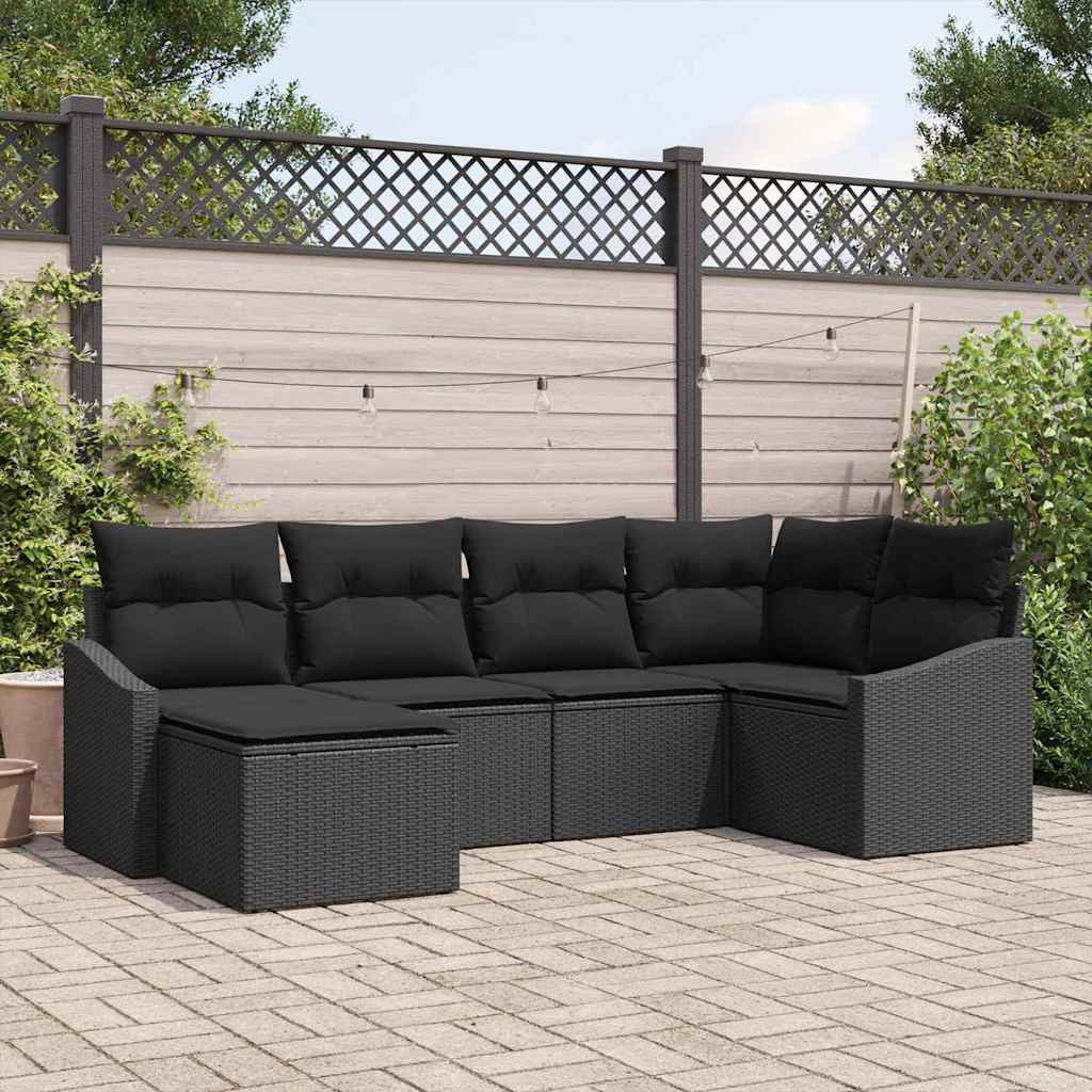 vidaXL Garten Essgruppe mit Kissen mit Speicher 6 pcs Schwarz