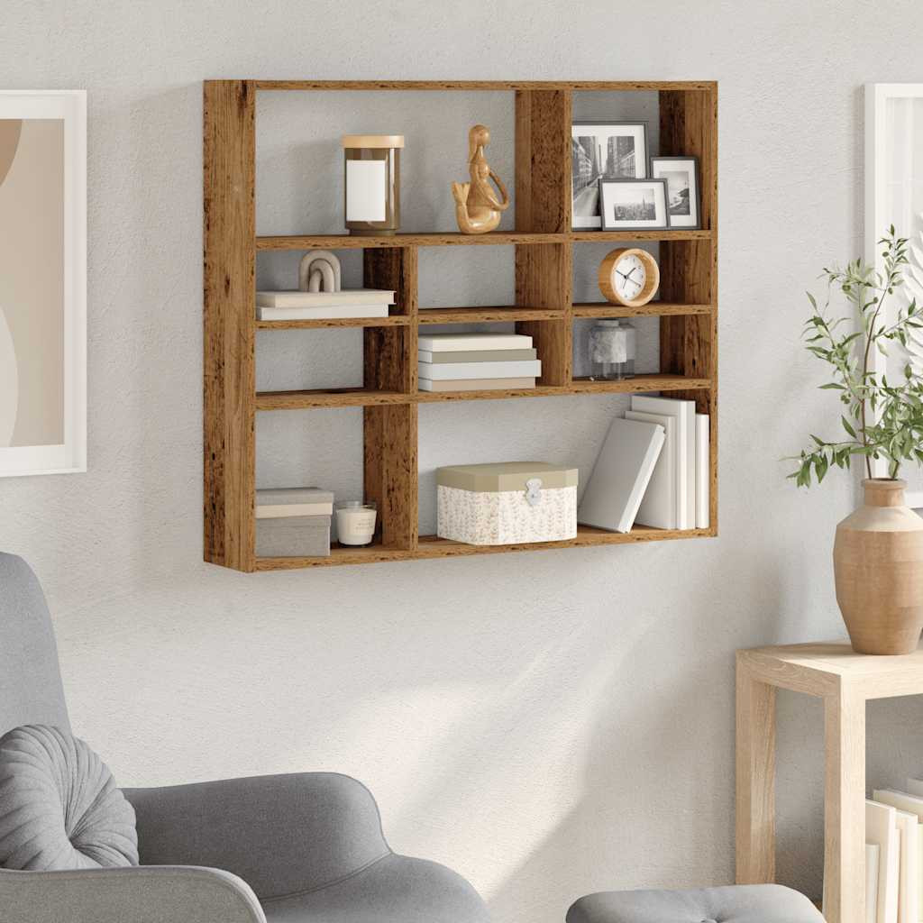 vidaXL Wandregal Altholz-Optik 90x16x78 cm Holzwerkstoff