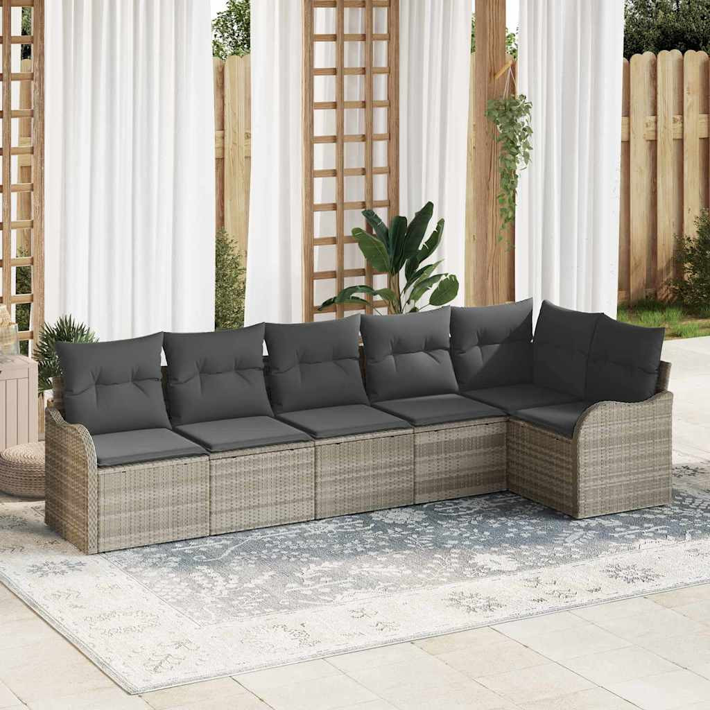 vidaXL Gartensofa-set mit Speicher 6 pcs Hellgrau Poly-Rattan